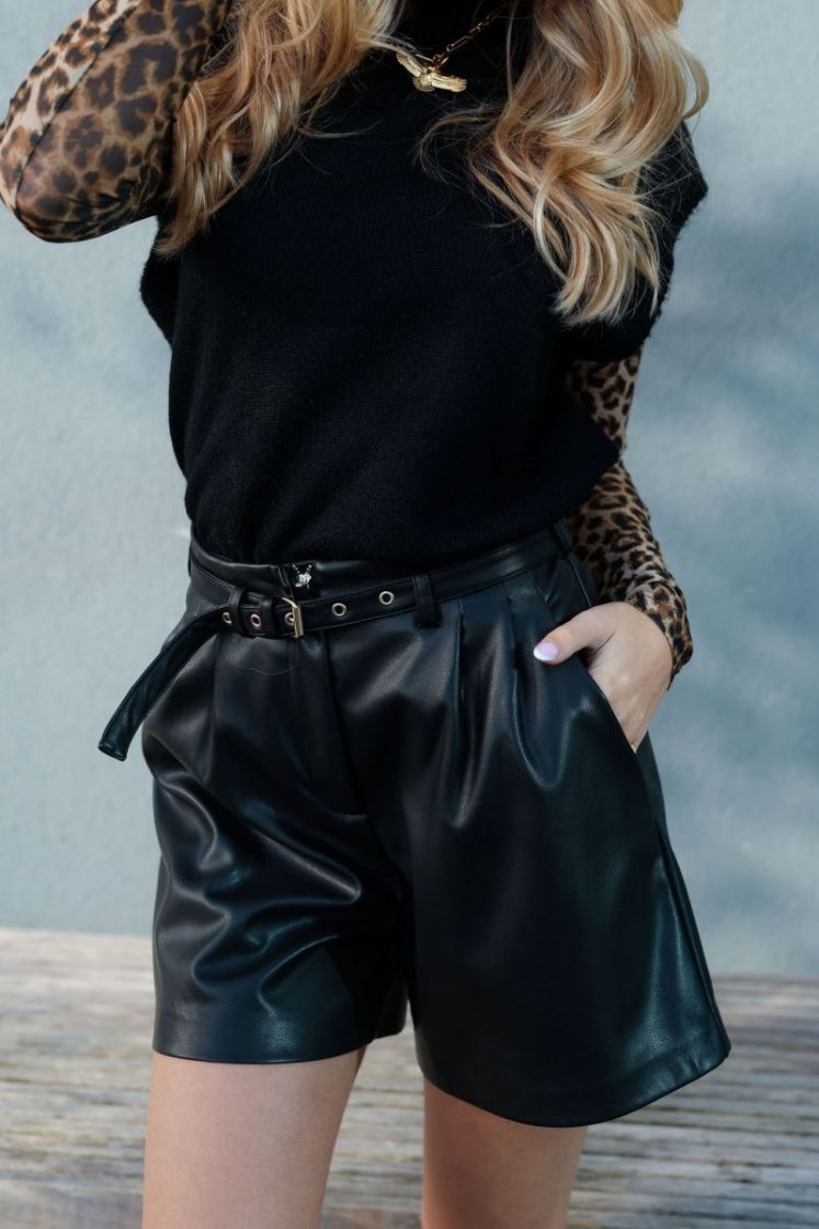 ONLHEIDI FAUX LEATHER SHORTS N 177911 Black