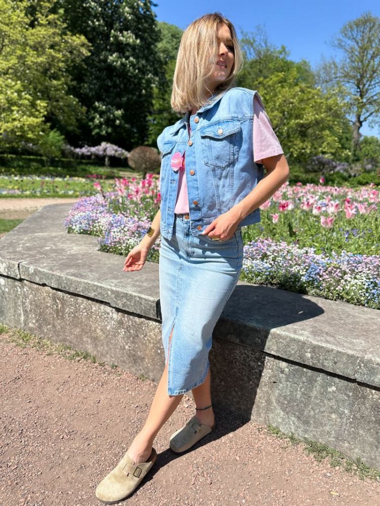 VMVERI HR CALF DENIM SKIRT GA 178000 Light Bl