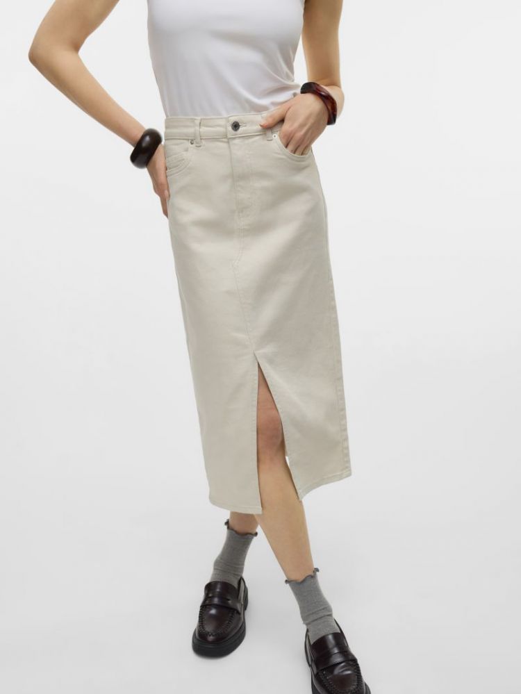 VMVERI HR CALF DENIM SKIRT GA 222913 Birch