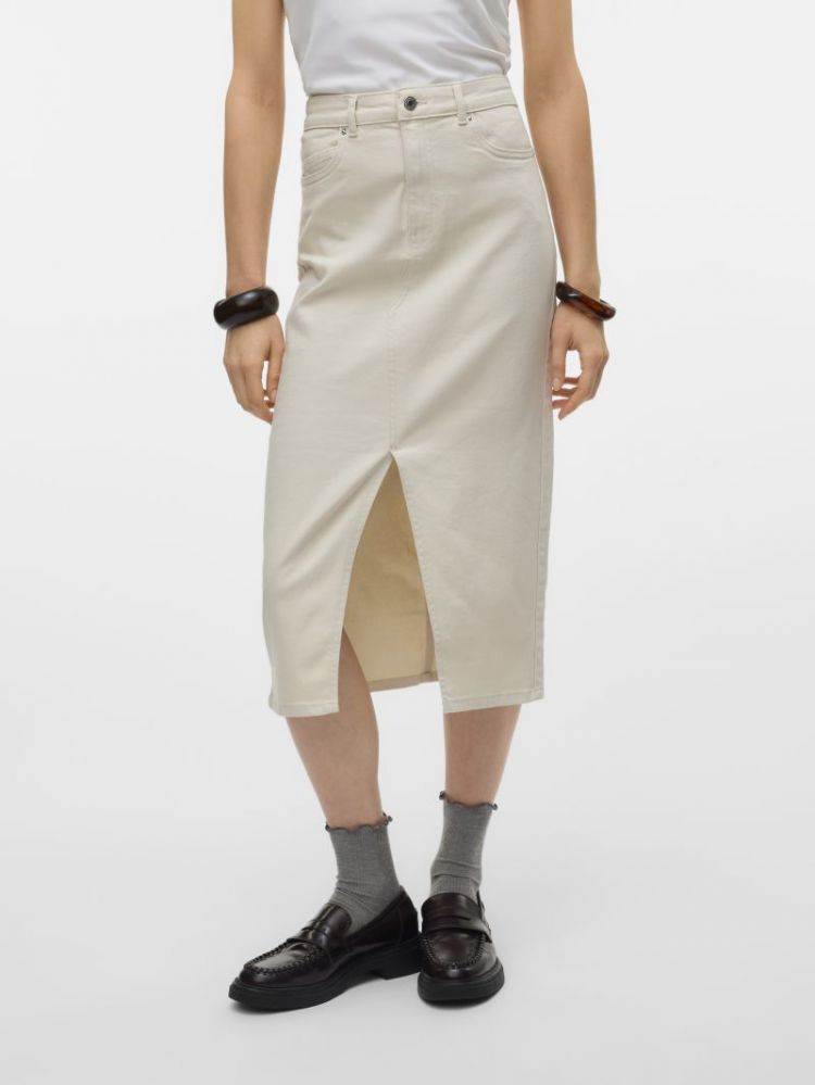 VMVERI HR CALF DENIM SKIRT GA 222913 Birch