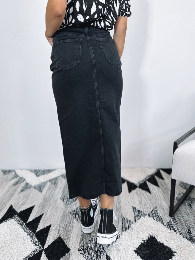 VIJAF HW MIDI DENIM SKIRT-NOOS 232175001 Black