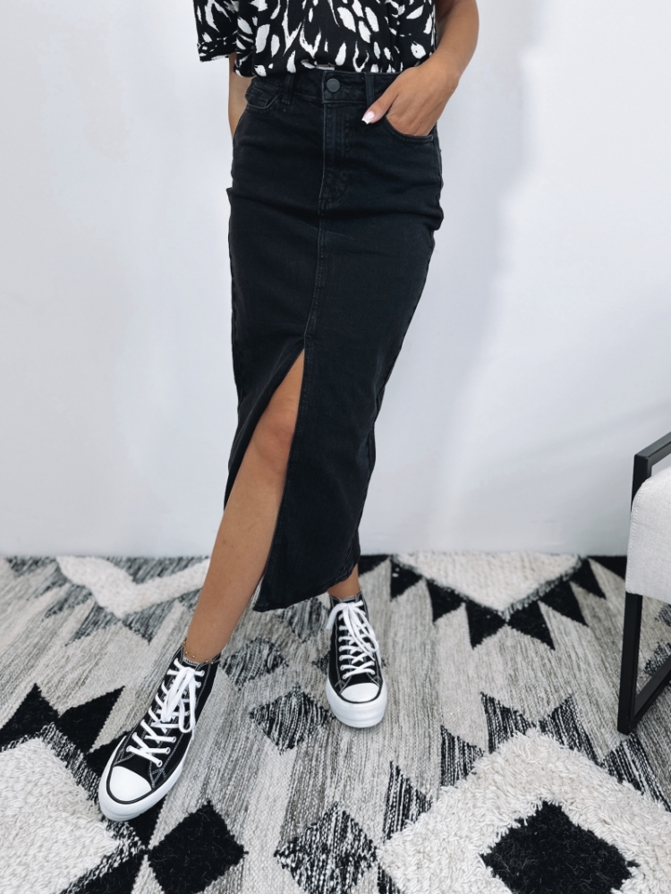 VIJAF HW MIDI DENIM SKIRT-NOOS 232175001 Black