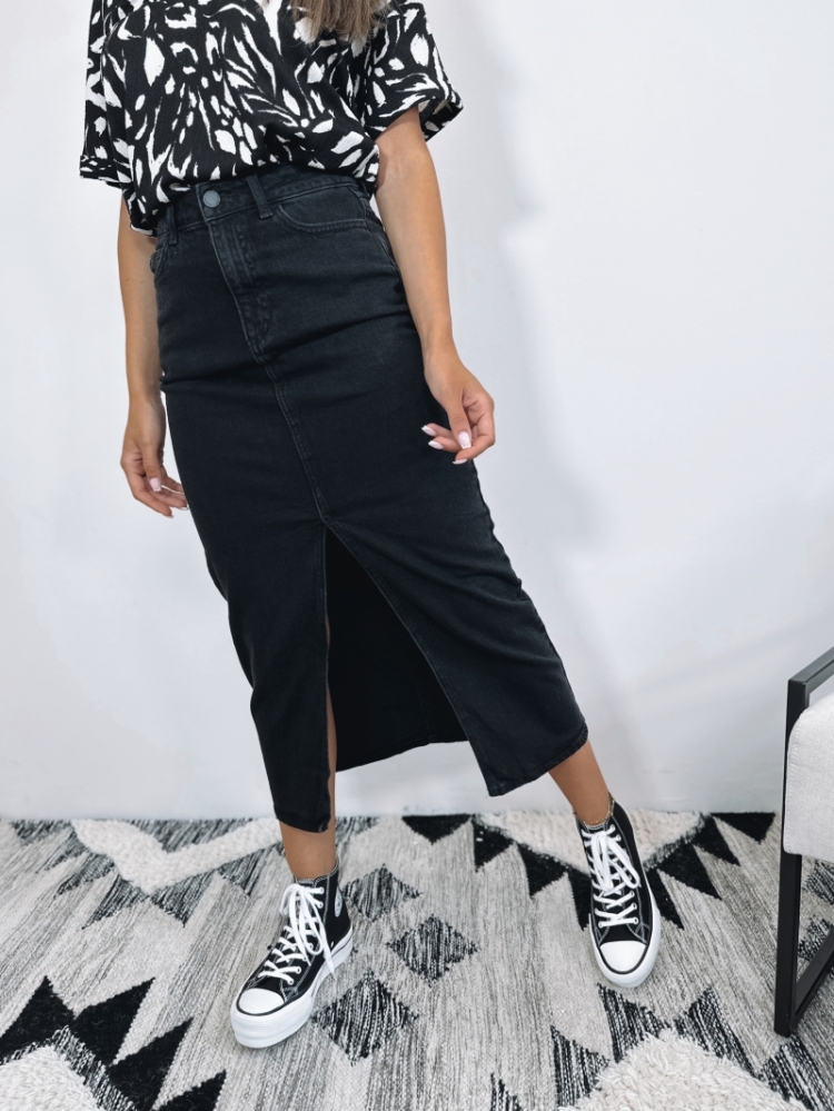 VIJAF HW MIDI DENIM SKIRT-NOOS 232175001 Black