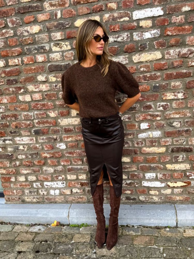 VMVERI HR CALF PL SKIRT NOOS 297957 Chocolat