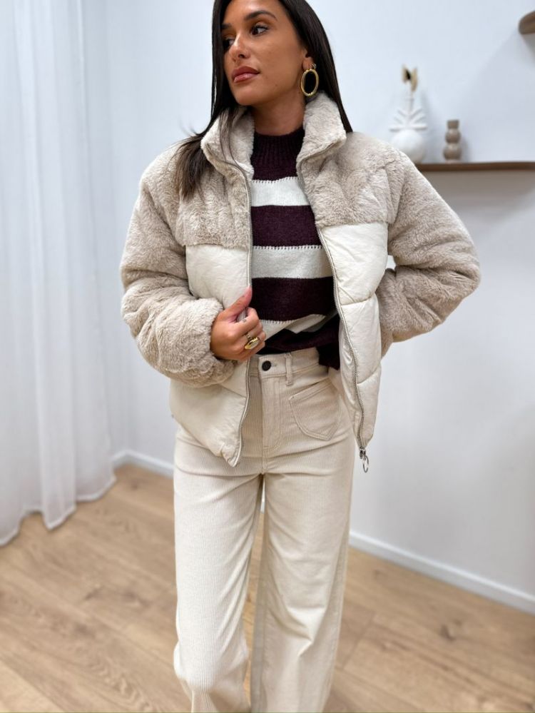 ONLWANJA FUR PUFFER MIX JACKET 201511 Moonbeam