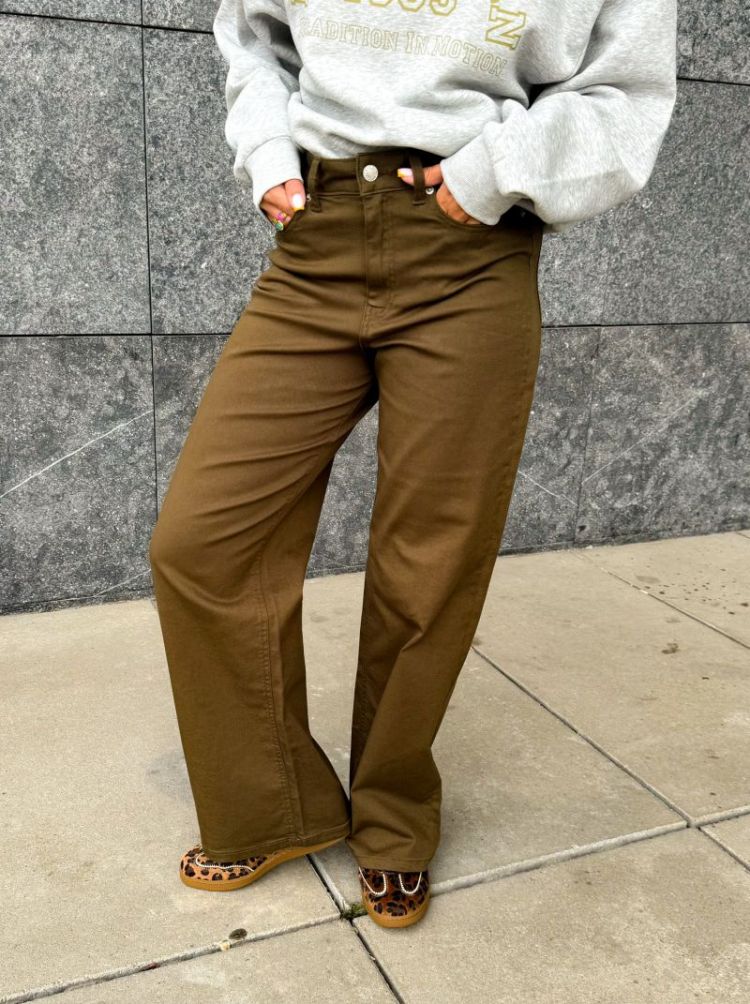 JXSARAH TOKYO LEO WIDE HW PANT 176118 Beech