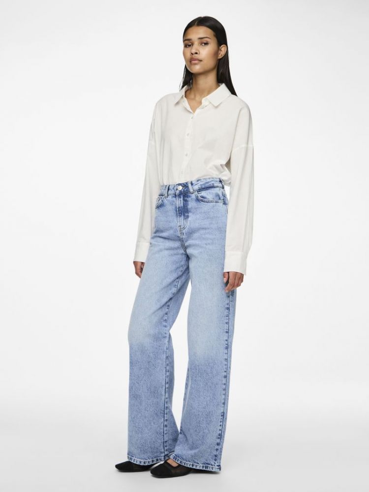 PCSELMA HW WIDE JEANS LB NOOS 184718 Light Bl