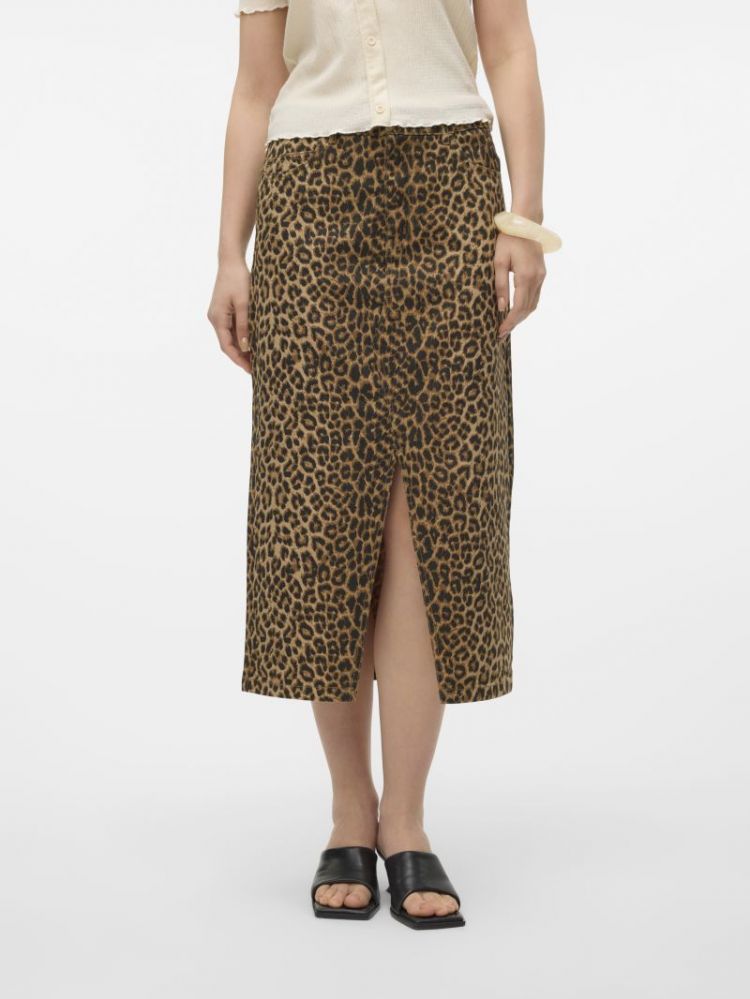 VMVERI HR CALF DENIM AOP SKIRT 192623001 Silve