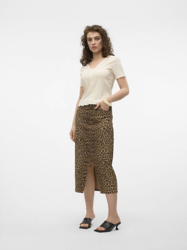 VMVERI HR CALF DENIM AOP SKIRT 192623001 Silve