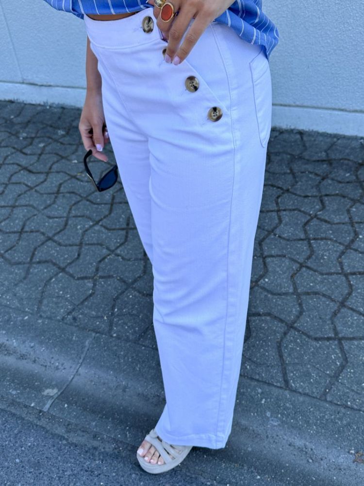 ONLMADISON HW BUTTON WIDE DNM 179707 White De