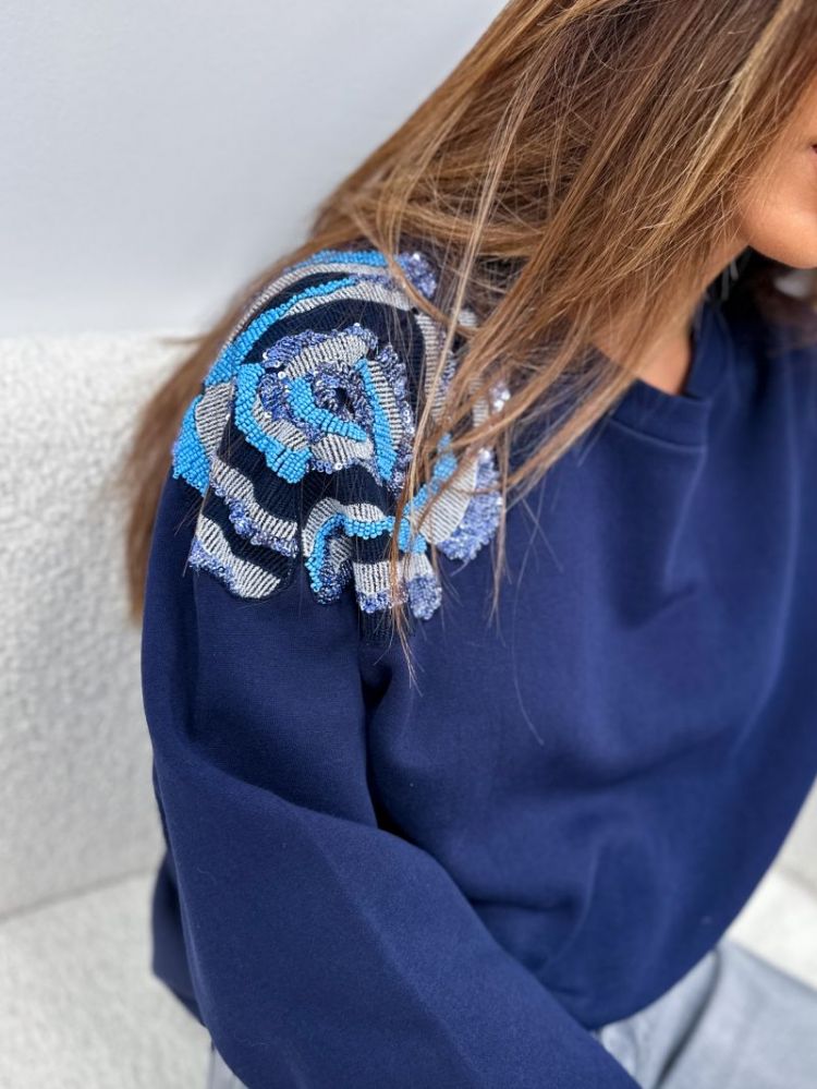 YASBLUGA LS EMBELLISHED SWEAT 190953001 Navy