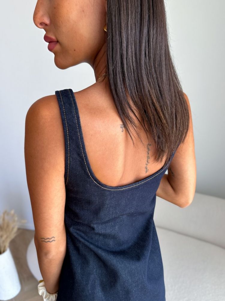 PCFRANNA SL DENIM SPENCER DRES 184060 Dark Blu