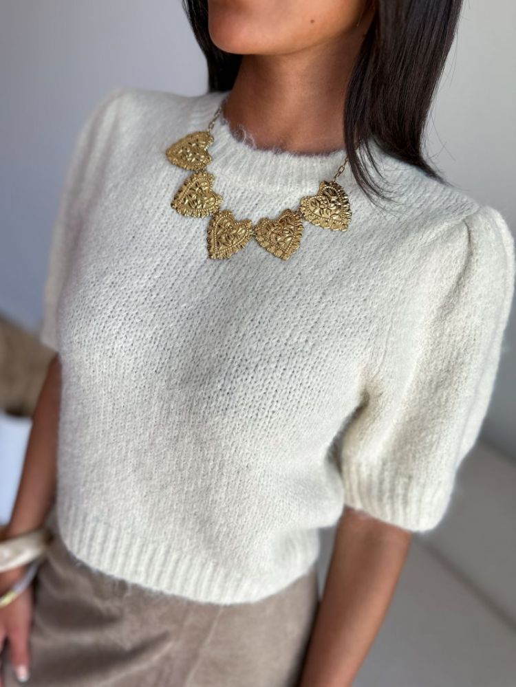 VMNOVAH SS O-NECK PUFF PULLOVE 222913 Birch