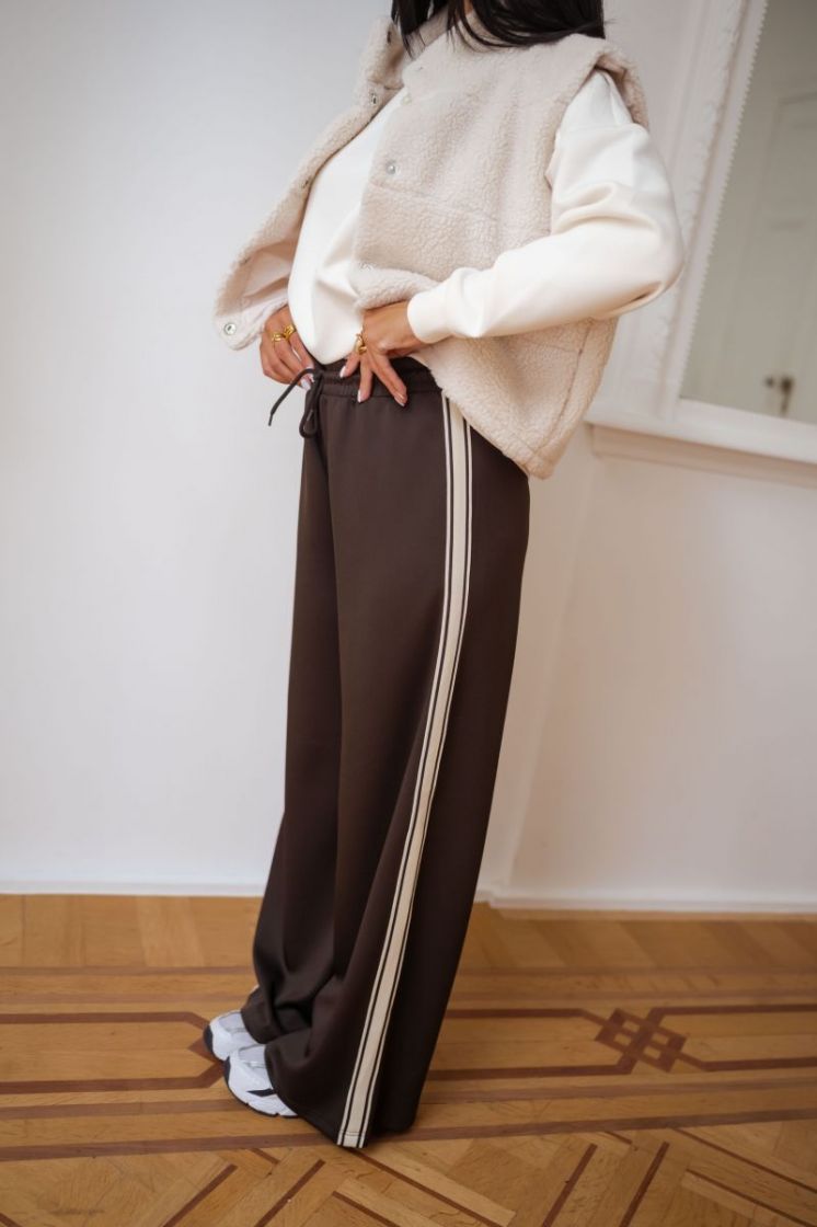 ONLASTA WIDE STRIPE PANTS SWT 244915002 Choco