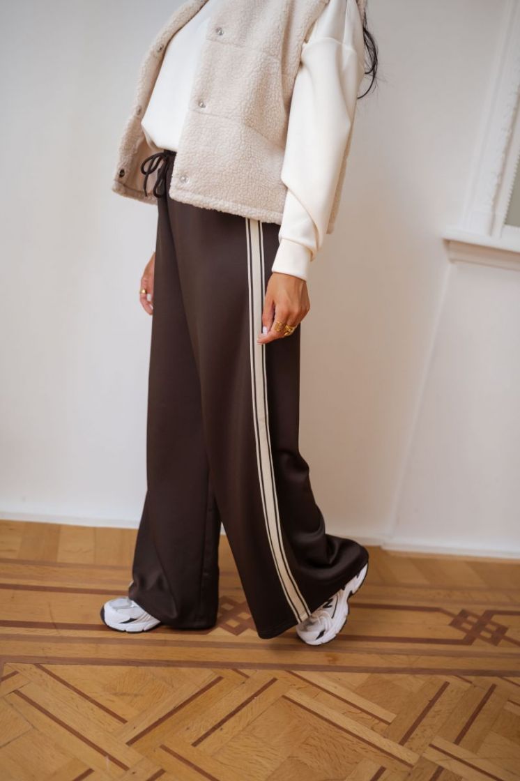 ONLASTA WIDE STRIPE PANTS SWT 244915002 Choco
