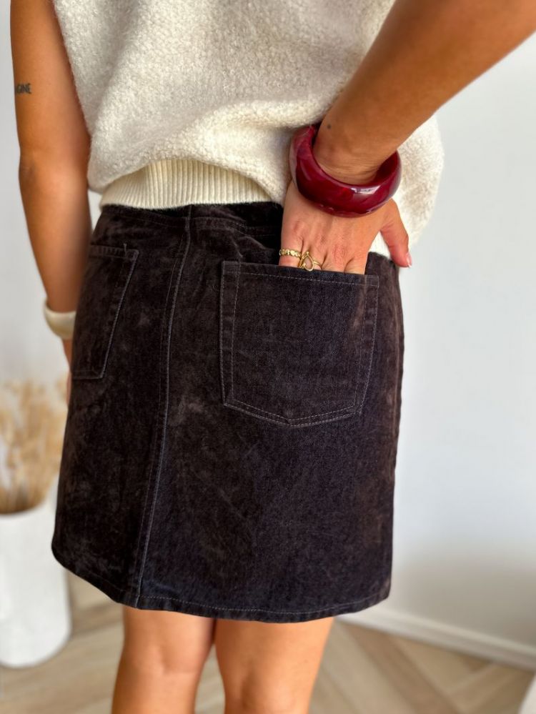 JXMIA FLOCK SHORT DENIM SKIRT  303387 Brown De