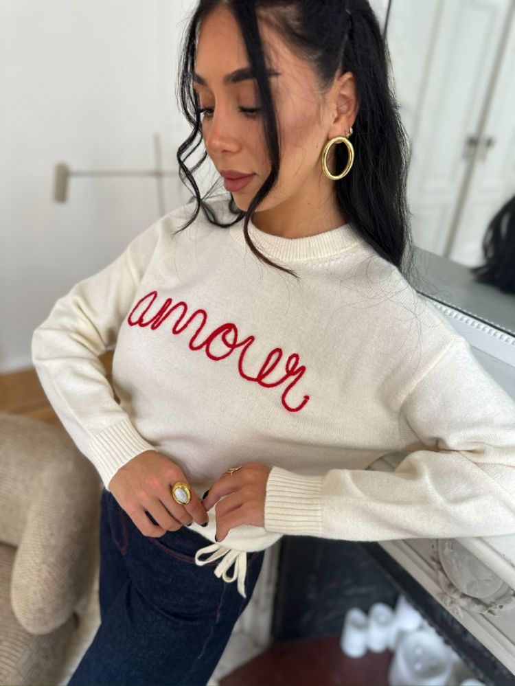 ONLKATIA LS TEXT O-NECK CC KNT 196844005 White