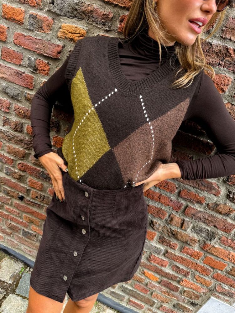 VMETTA HR SHORT CORD SKATER SK 297957 Chocolat