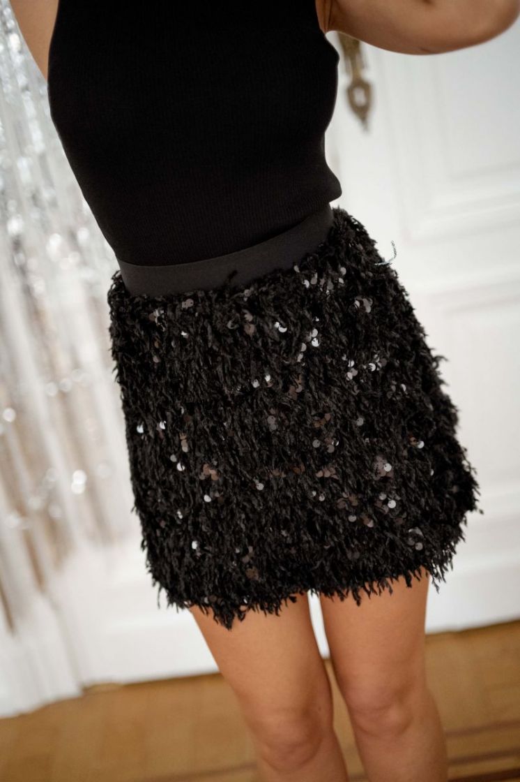 ONLPAOLA SHORT FEATHER SKIRT B 177911001 Black