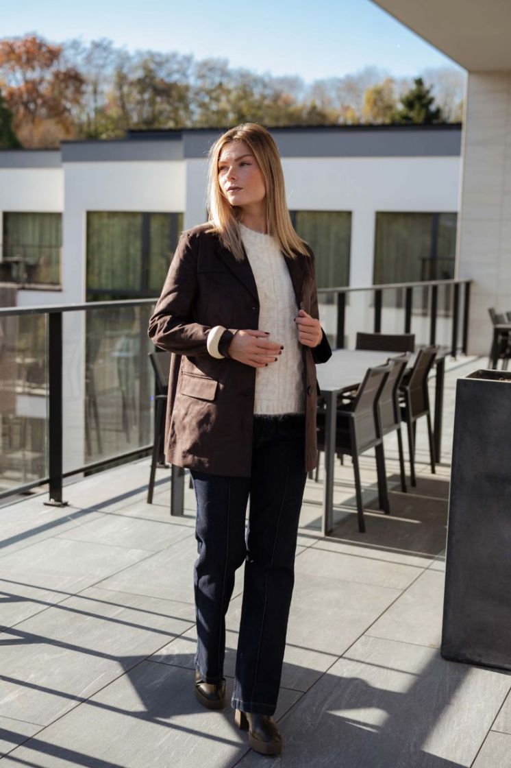 ONLTULIP FAUX SUEDE BLAZER COA 244915 Chocolat