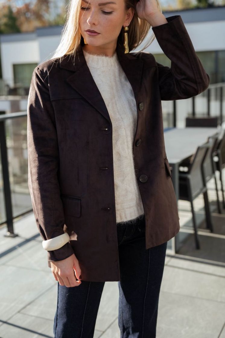 ONLTULIP FAUX SUEDE BLAZER COA 244915 Chocolat