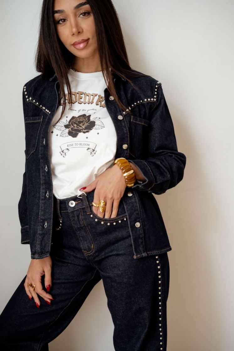ONLELODIE LS STUD DNM SHIRT MA 177938 Dark Blu