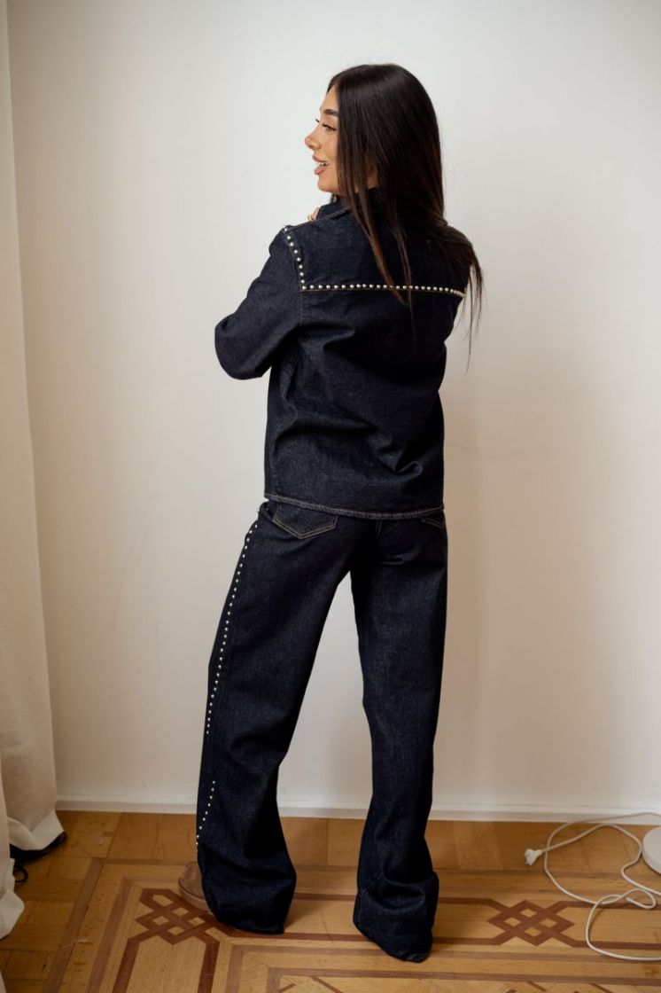 ONLELODIE LS STUD DNM SHIRT MA 177938 Dark Blu