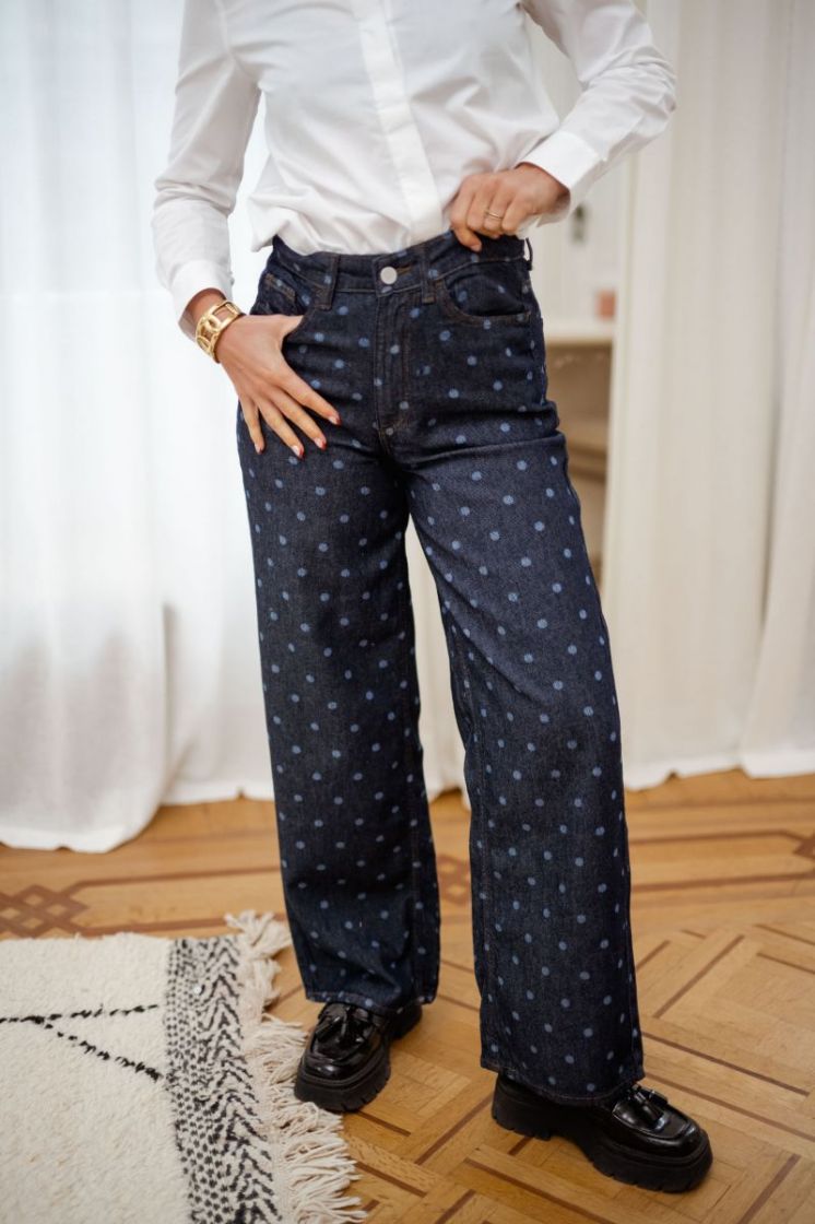 VIFREYA PAL HW DOT WIDE JEANS  177855 Dark Blu