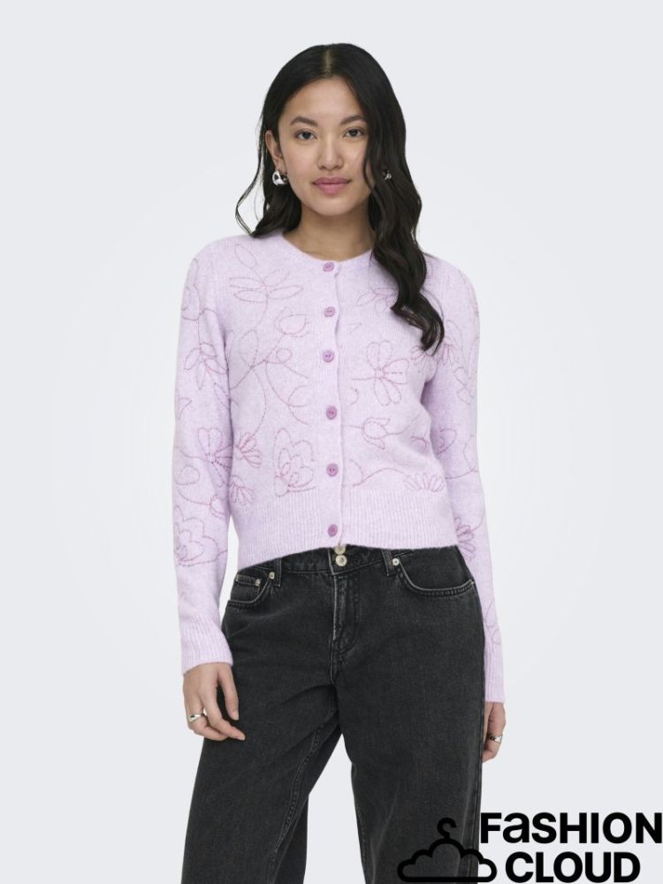 ONLSOLA LS EMB O-NECK CARDIGAN 211732003 Pale