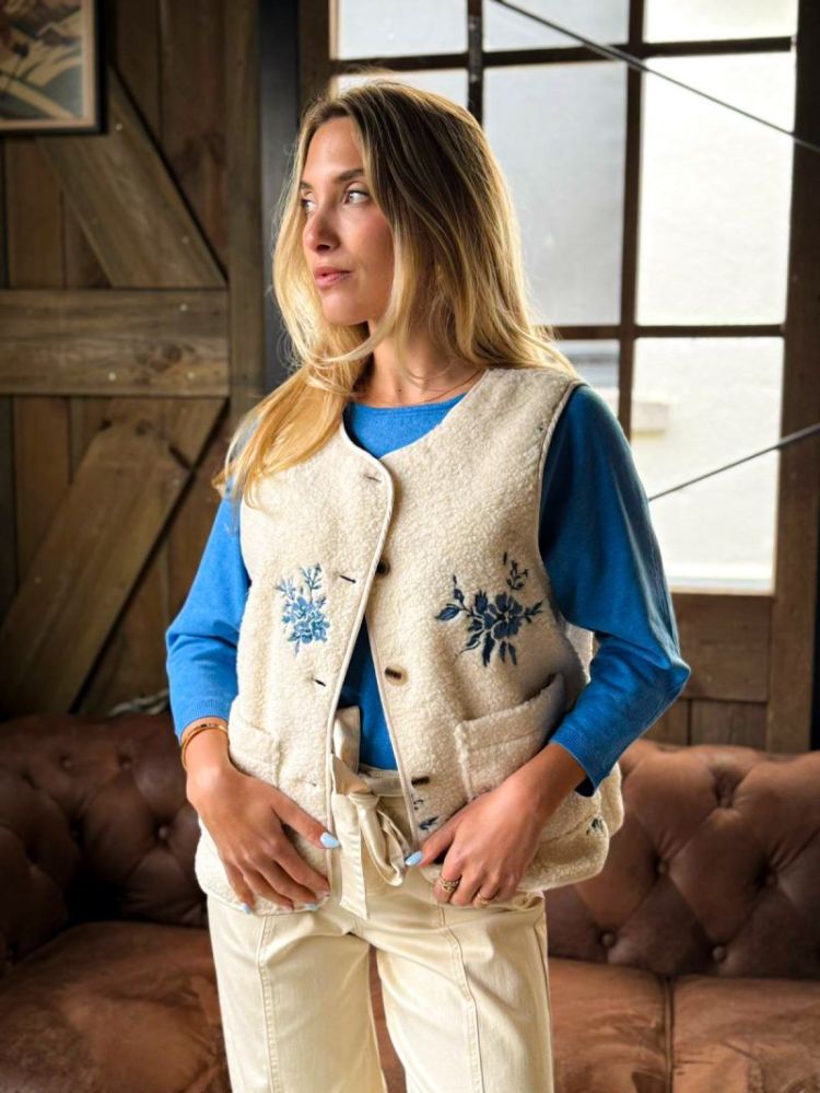 VIADA EMBROIDERY TEDDY VEST OT 177853001 Birch