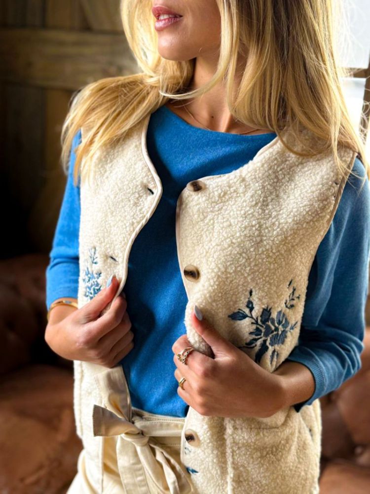 VIADA EMBROIDERY TEDDY VEST OT 177853001 Birch