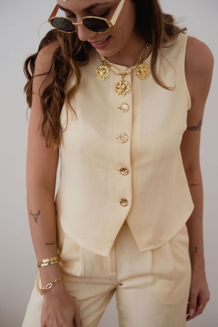 VMKIRA SL VEST TOP WVN EXP 193279 Golden H