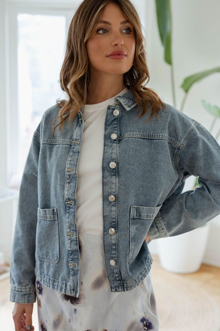 VMJAMIE LS DENIM SHACKET MIX G 178000 Light Bl