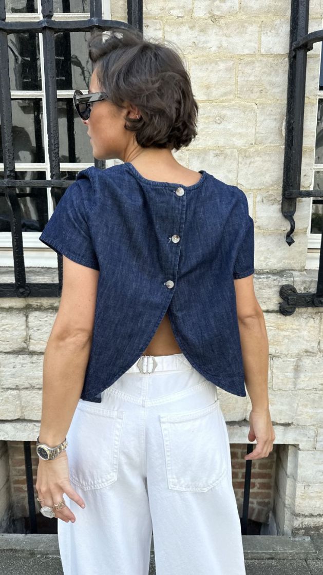 VMKIRSTIN SS  DENIM TOP SI353 178006 Dark Blu