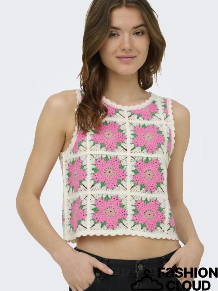 ONLEMMA SL O-NECK CROCHET TOP  180083002 Birch