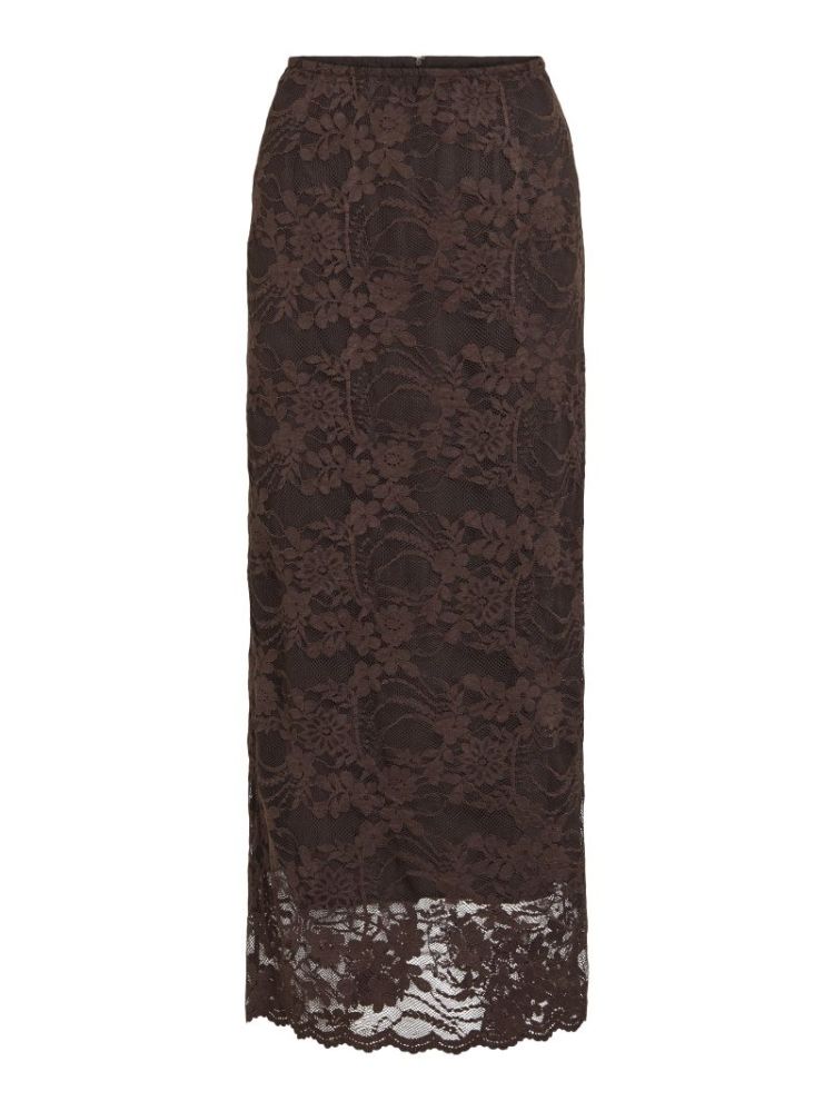 VILORNA HW LACE ANKLE SKIRT 196326 Coffee B