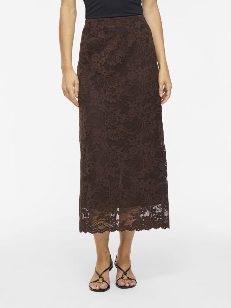VILORNA HW LACE ANKLE SKIRT 196326 Coffee B