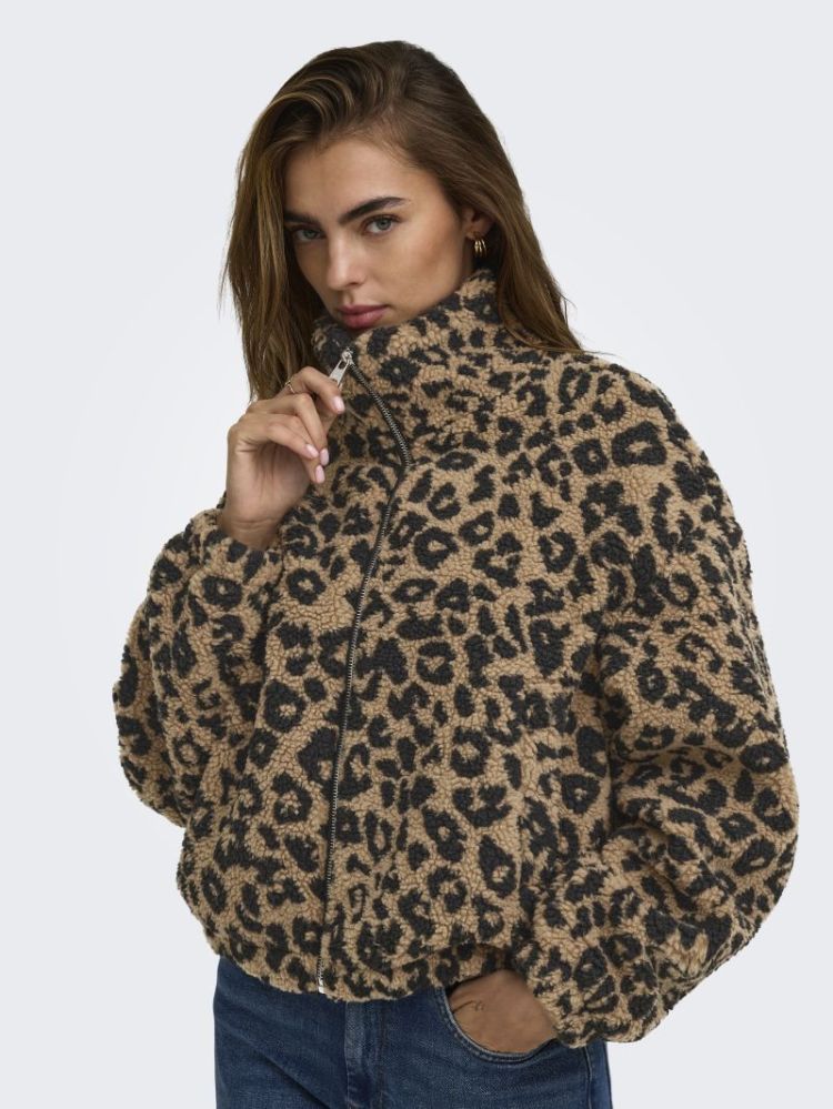ONLTHEA TEDDY AOP JACKET CC OT 227035003 Toast