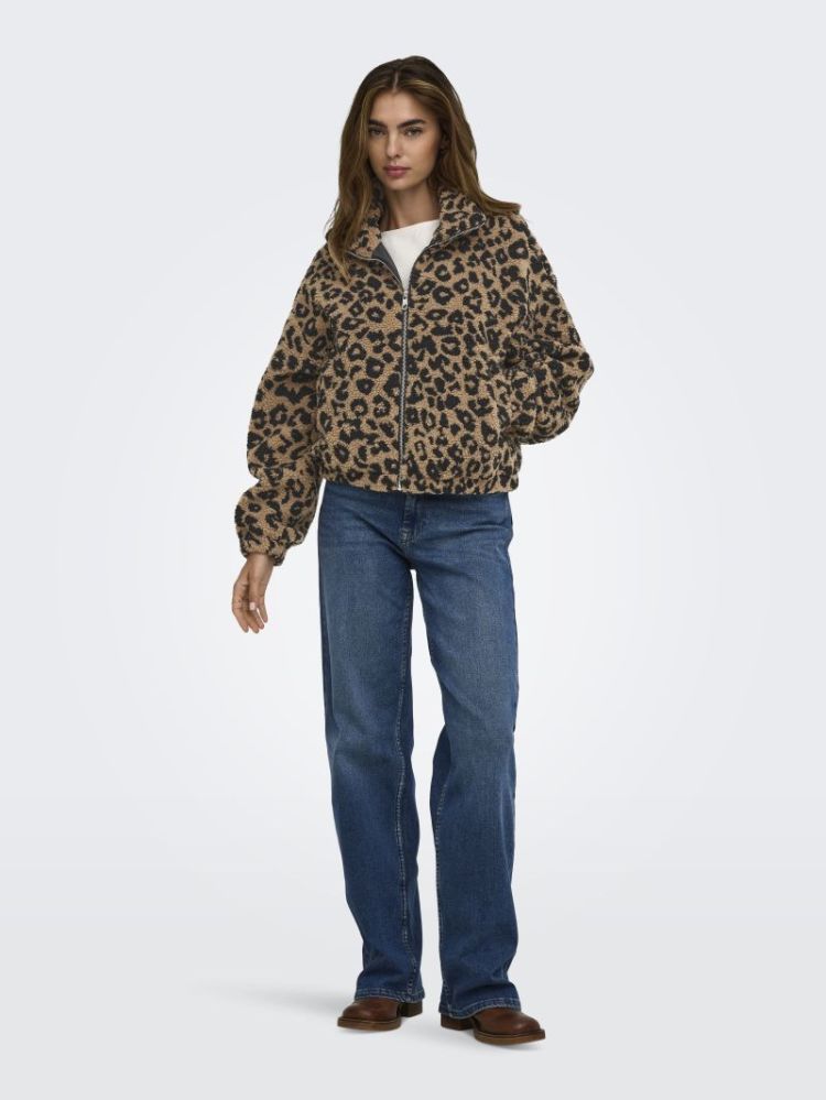 ONLTHEA TEDDY AOP JACKET CC OT 227035003 Toast