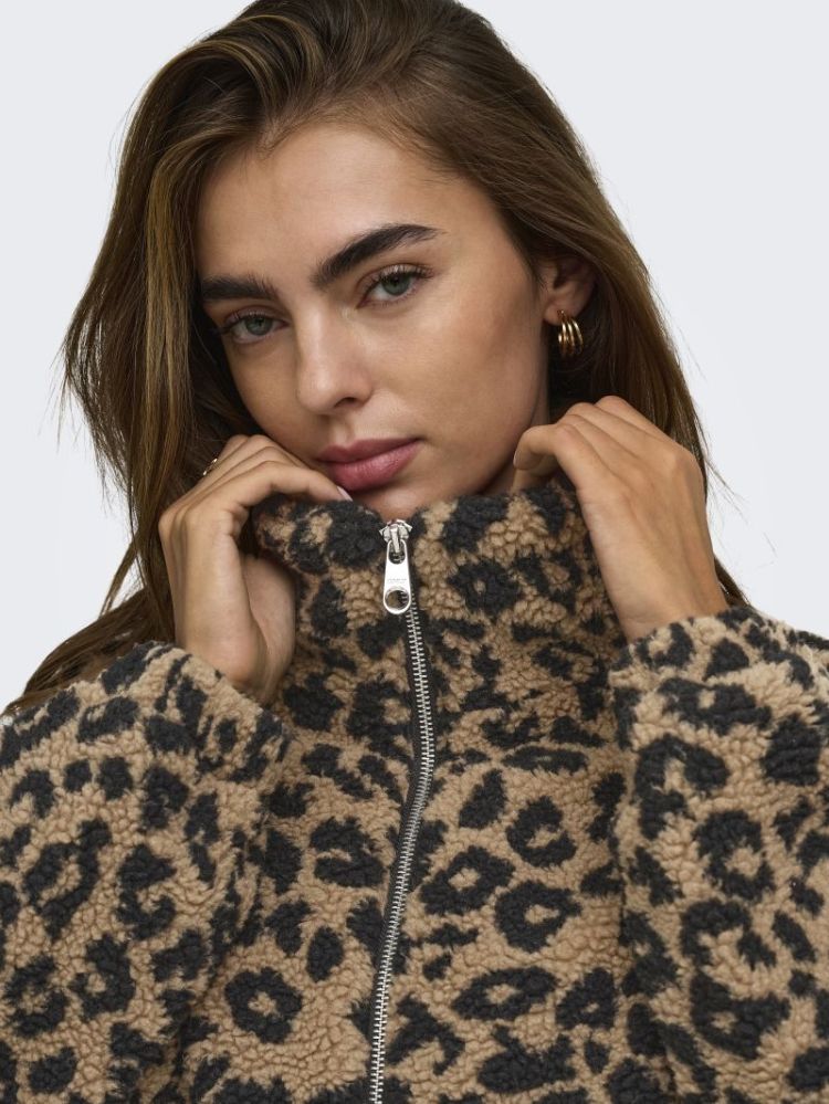 ONLTHEA TEDDY AOP JACKET CC OT 227035003 Toast