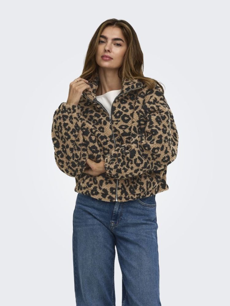 ONLTHEA TEDDY AOP JACKET CC OT 227035003 Toast