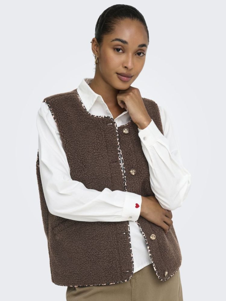 ONLBABY TEDDY VEST PNT 286415010 Choco