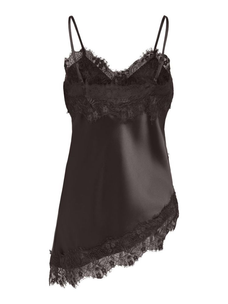 ONLINDONA STRAP SATIN LACE TOP 244915 Chocolat