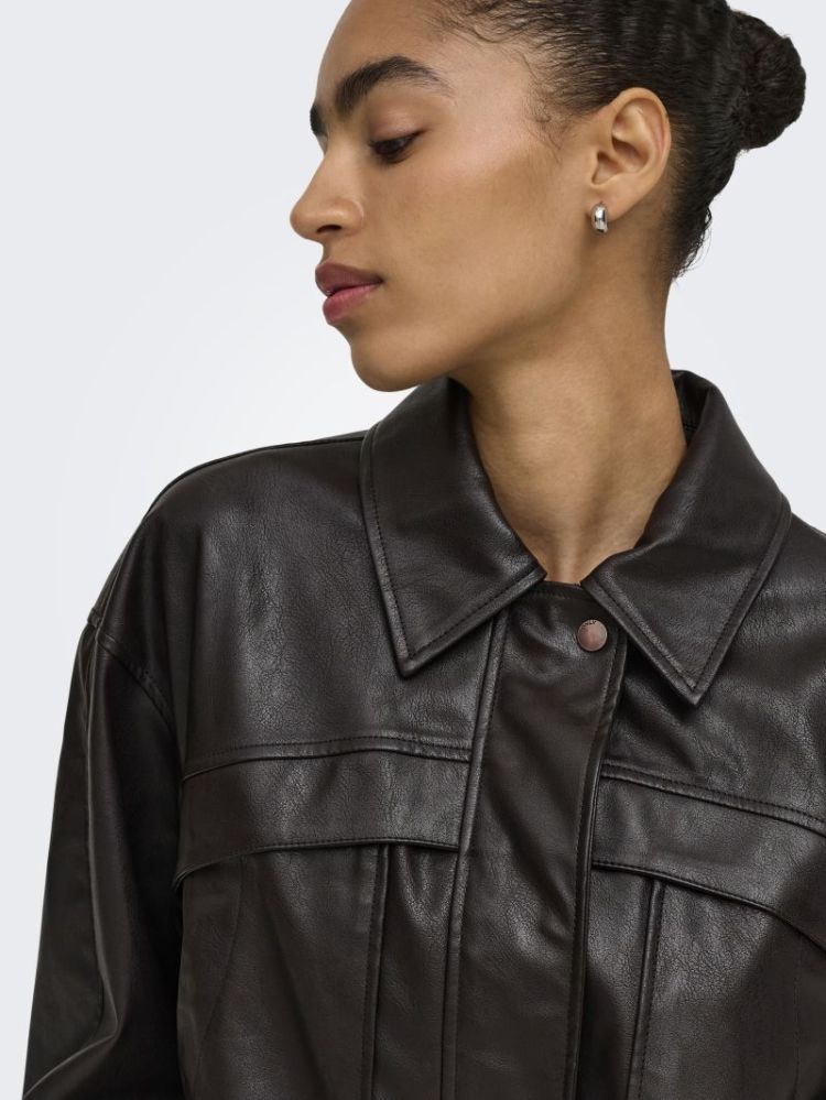 ONLMELLE FAUX LEATHER JACKET O 244915 Chocolat