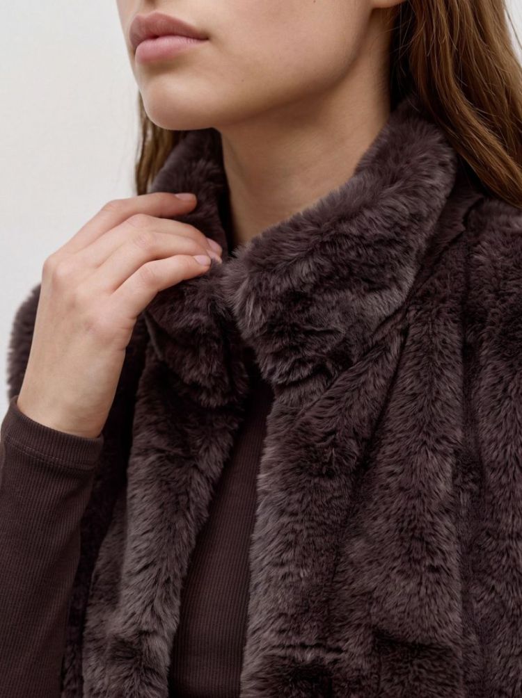 VMSONJAPOPPY FAUX FUR WAISTCOA 297957 Chocolat