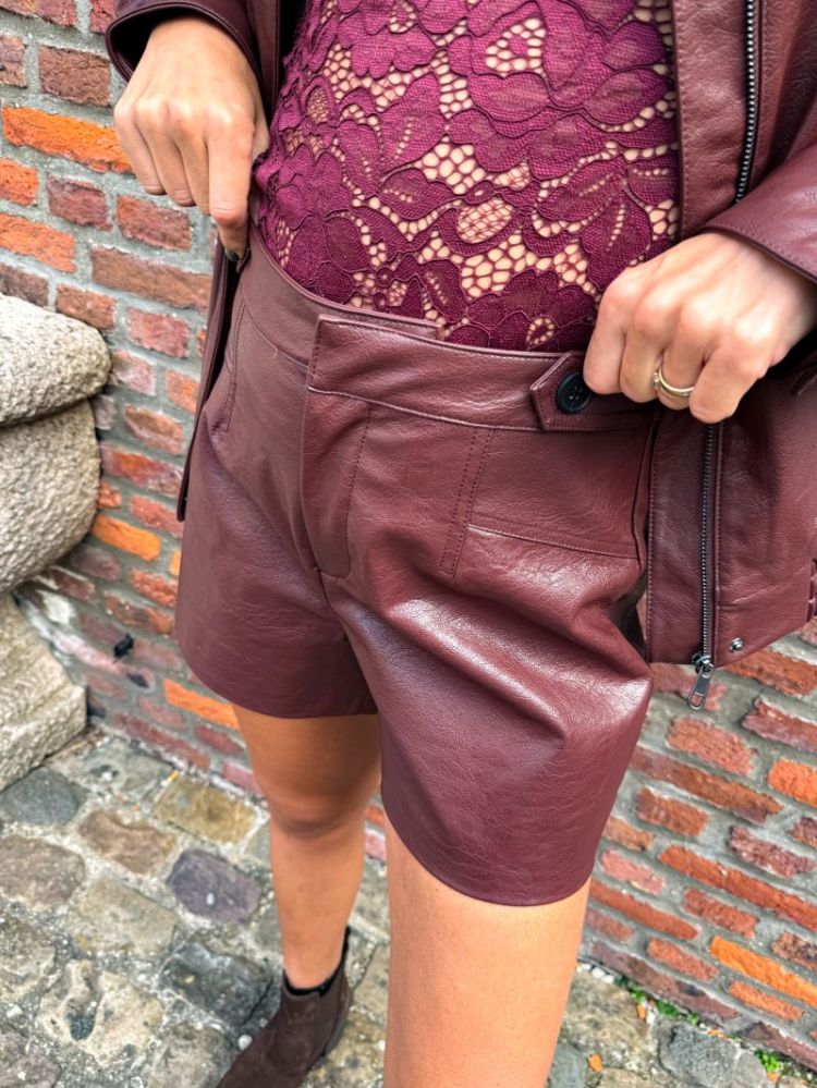 ONLJULIA FAUX LEATHER SHORTS O 199749 Rum Rais