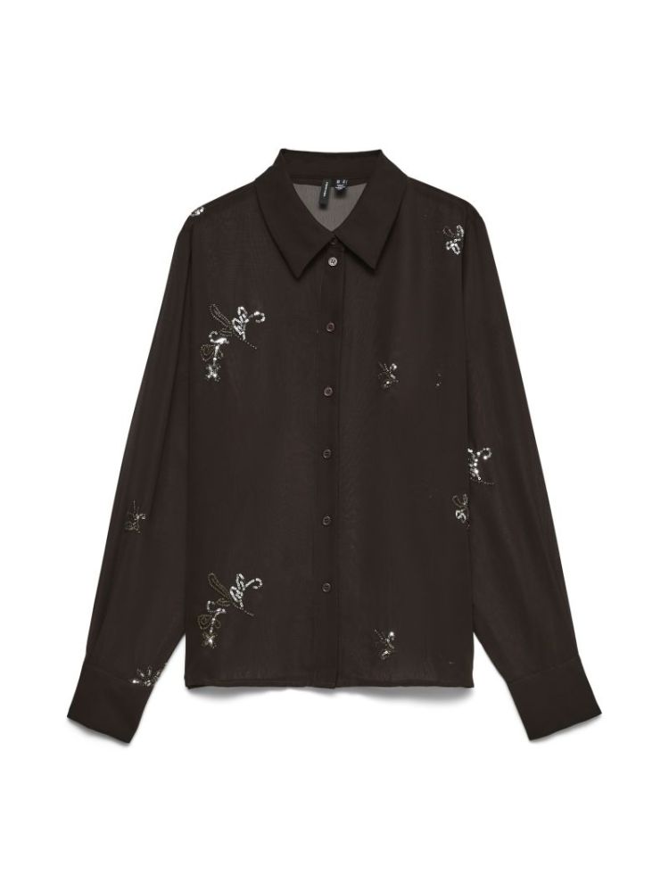 VMGILMA PEARL LS SHIRT WVN 297957001 Choco