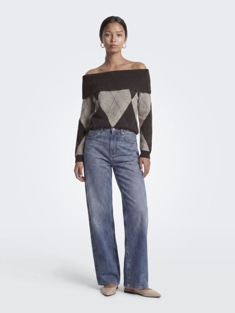ONLALIVIA LS OFF SHOULDER KNT 237375002 Coffe