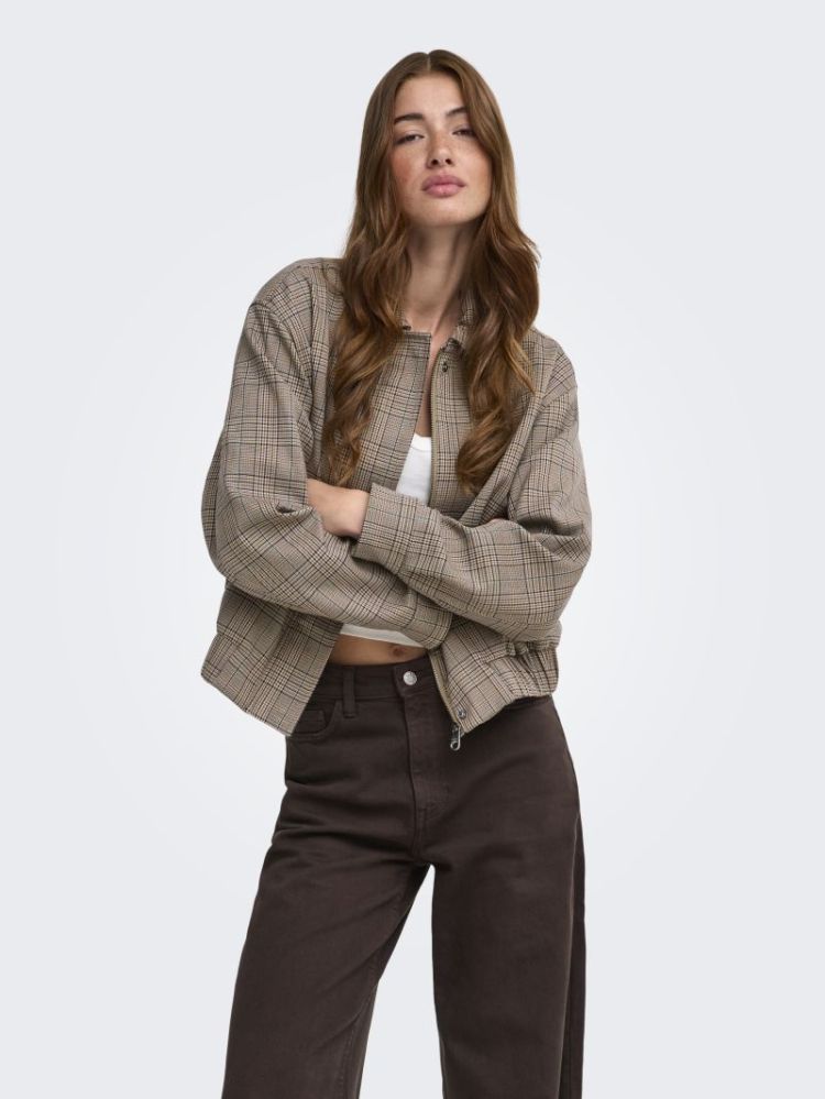 ONLURSULA CHECK BOMBER JACKET  227035001 Toast