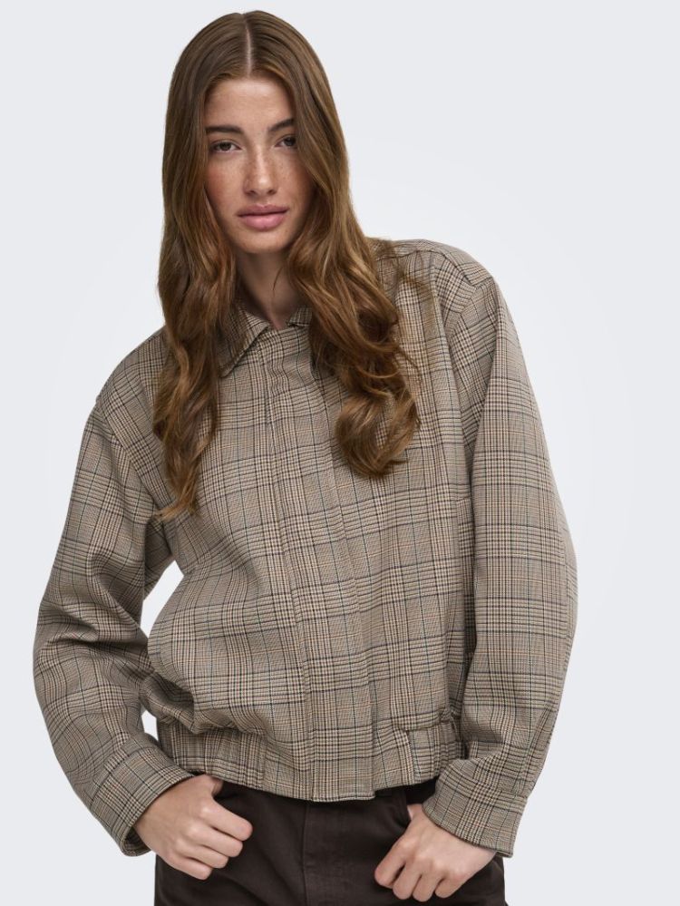 ONLURSULA CHECK BOMBER JACKET  227035001 Toast